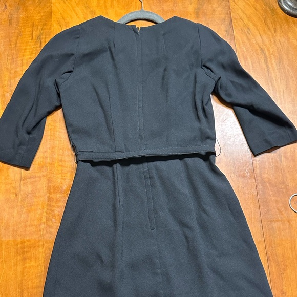 Vintage 1950’s Black Slim Fit Belted Topaz Original Designer Cocktail Dress - Picture 2 of 10